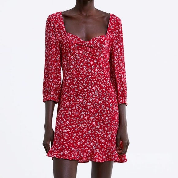 zara red daisy dress